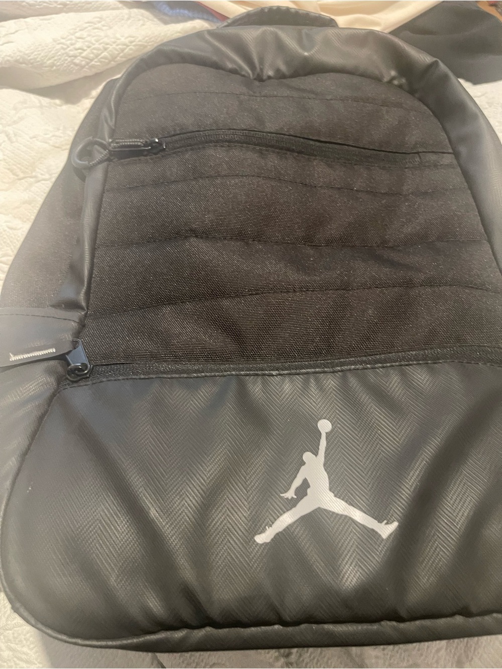 Jordan Black Backpack with White Jumpman Emblem Many pockets & Compartments